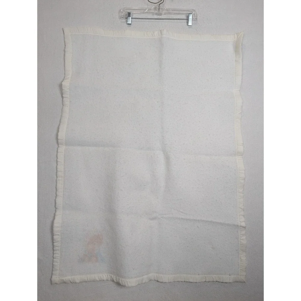 Morgan Riegel Teddy Beddy Bear Baby Blanket White Nylon Trim